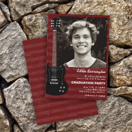 Invitación de graduación de fiesta con guitarra de