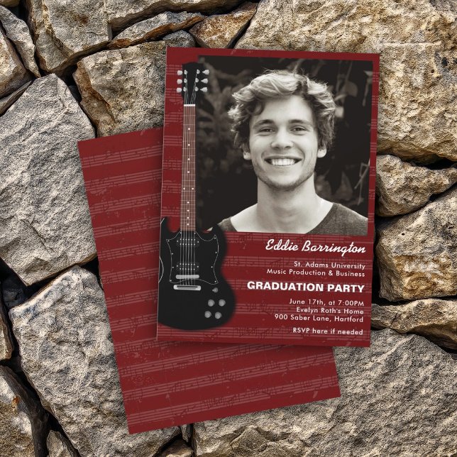 Invitación de graduación de fiesta con guitarra de (Subido por el creador)