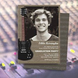 Invitación de graduación de fiesta de guitarra mus