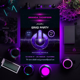 Invitación de graduación de fiesta de música de DJ
