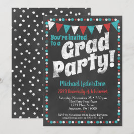 Invitación de Graduación de Fiesta en Pizarra de T