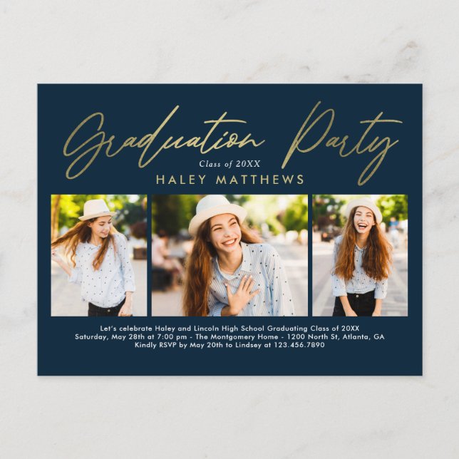 Invitación de graduación de fiesta escrita (Anverso)