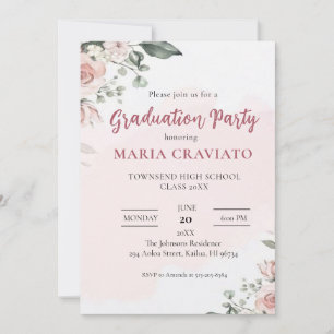  Invitación de graduación de fiesta floral suave