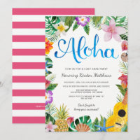 Invitación de graduación de fiesta hawaiana con ac