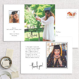 Invitación de graduación de firma blanca de moda