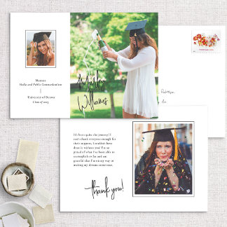 Invitación de graduación de firma blanca de moda