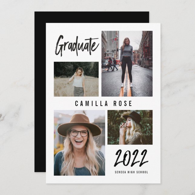 Invitación de graduación de firmas de graduados (Anverso / Reverso)