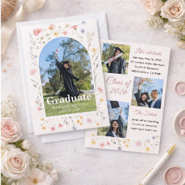 invitación de graduación de flor silvestre