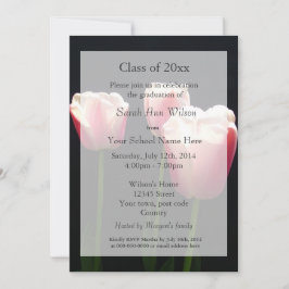 invitación de graduación de flores de tulipán rosa