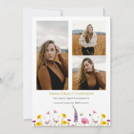 Invitación de graduación de flores silvestres con