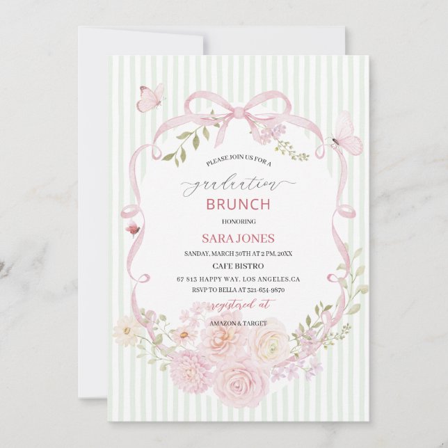 Invitación de graduación de flores silvestres eleg (Anverso)