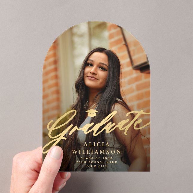 Invitación de graduación de foto acrílica con guió (Insitu (portátil))