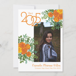 Invitación de graduación de foto blanca Rosa naran