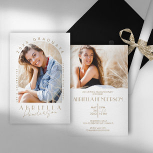 Invitación de graduación de foto bronceada neutral