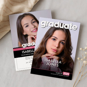 Invitación de graduación de foto casual moderna y 