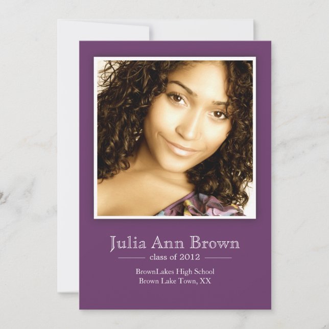 Invitación de Graduación de Foto Clásica con Marco (Anverso)