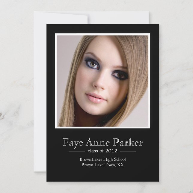 Invitación de Graduación de Foto Clásica con Marco (Anverso)