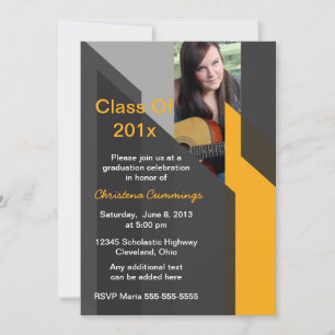 Invitación de graduación de foto con bloques de co
