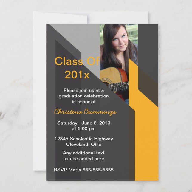 Invitación de graduación de foto con bloques de co (Anverso)