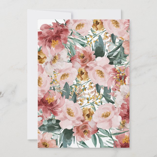 Invitación de graduación de foto con flores de chi (Reverso)