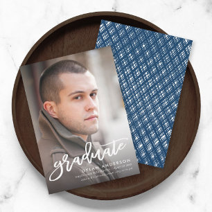 Invitación de graduación de foto con guión de pinc