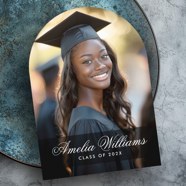 Invitación de graduación de foto con nombre de gui (Elegant script name photo graduation announcement)