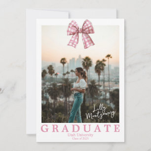 Invitación de Graduación de Foto Coquette Gingham 