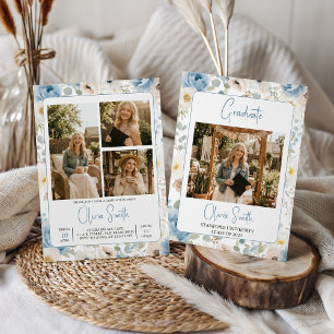 Invitación de graduación de foto de Anémona Azul