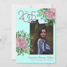 Invitación de Graduación de Foto de Aqua Verde azu