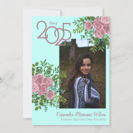 Invitación de Graduación de Foto de Aqua Verde azu