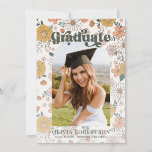 Invitación de Graduación de Foto de Arco Floral Re