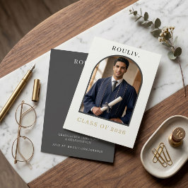 Invitación de graduación de foto de arco minimalis