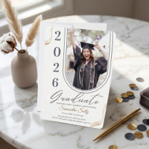 Invitación de graduación de foto de arco minimalis