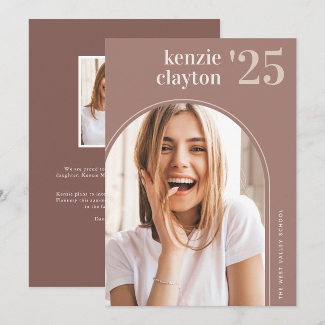 Invitación de Graduación de Foto de Arco Moderno (Anverso / Reverso)