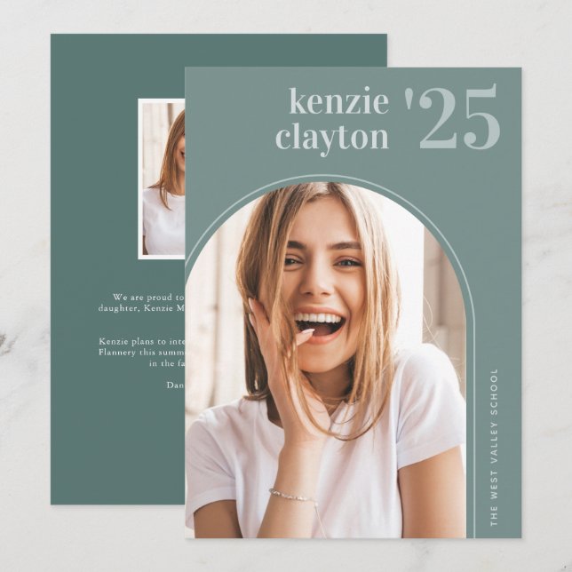 Invitación de Graduación de Foto de Arco Moderno (Anverso / Reverso)