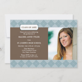 Invitación de Graduación de Foto de Argyle Preppy