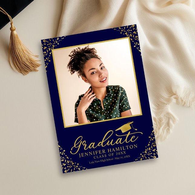 Invitación de Graduación de Foto de Blue Gold Conf (Subido por el creador)