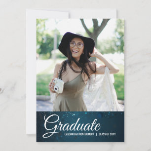 Invitación de graduación de foto de Blue Stardust