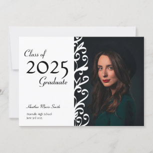 Invitación de graduación de foto de borde de vid