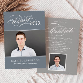 Invitación de graduación de foto de caligrafía de 