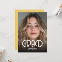 Invitación de graduación de foto de caligrafía mod