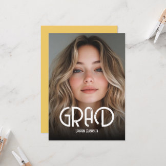 Invitación de graduación de foto de caligrafía mod