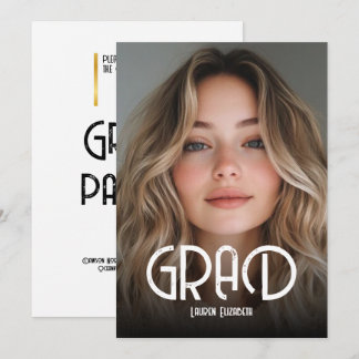 Invitación de graduación de foto de caligrafía mod