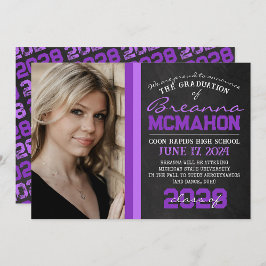 Invitación de graduación de foto de cartón púrpura