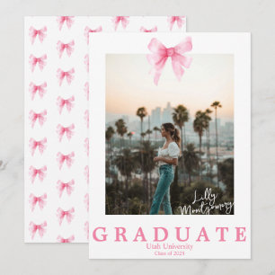 Invitación de Graduación de Foto de Cinta Rosa Coq