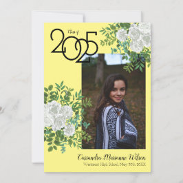 Invitación de graduación de foto de color amarillo