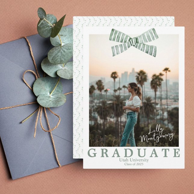 Invitación de Graduación de Foto de Coquette Green (Subido por el creador)