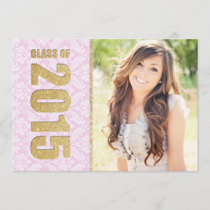Invitación de Graduación de Foto de Damasco Rosa