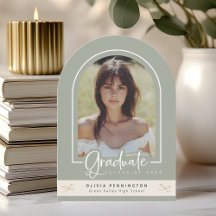 Invitación de Graduación de Foto de Girly Sage Gol