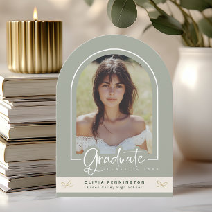 Invitación de Graduación de Foto de Girly Sage Gol